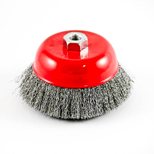 [1852] Wire Cup Brush, standard/crimped, 125 mm dia, nut M14 thread, steel