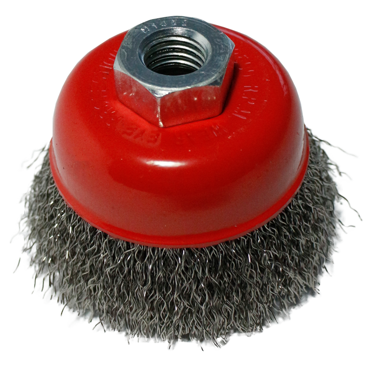 [4313] Wire Cup Brush, standard/crimped, 65 mm dia, nut M14 thread, stainless steel, IMPA 592080