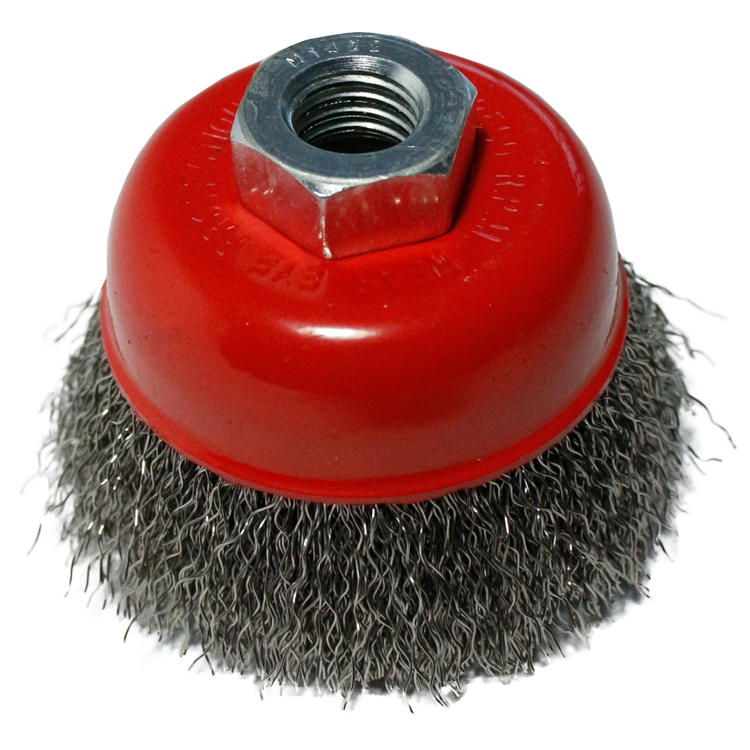 [4313] Wire Cup Brush, standard/crimped, 65 mm dia, nut M14 thread, stainless steel, IMPA 592080[299.0](3.5300000000000002)