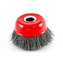[1843] Wire Cup Brush, standard/crimped, 75 mm dia, 5/8" (16 mm) arbor, steel, IMPA 510761[1939.0](2.5)