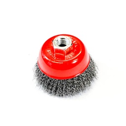 [1846] Wire Cup Brush, standard/crimped, 75 mm dia, nut M14 thread, stainless steel, IMPA 592074[582.0](4.7)