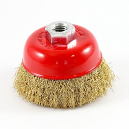 [3005] Wire Cup Brush, standard/crimped, 80 mm dia, nut M14 thread, brass[28.0](6.890000000000001)