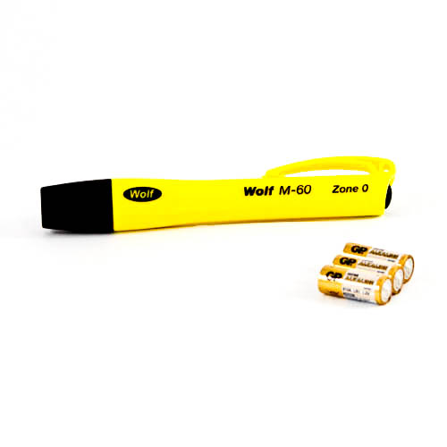 [3109] Wolf M-60, Mini explosion-proof LED torch, ATEX certified for zone 0, incl. batteries, IMPA 792279