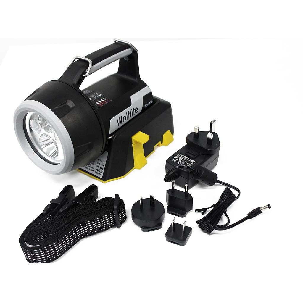 [4462] Wolf XT-75H, Explosieveilige oplaadbare veiligheidslamp, LED, inclusief oplader, ATEX gecertificeerd voor zone 0, UN 3481
