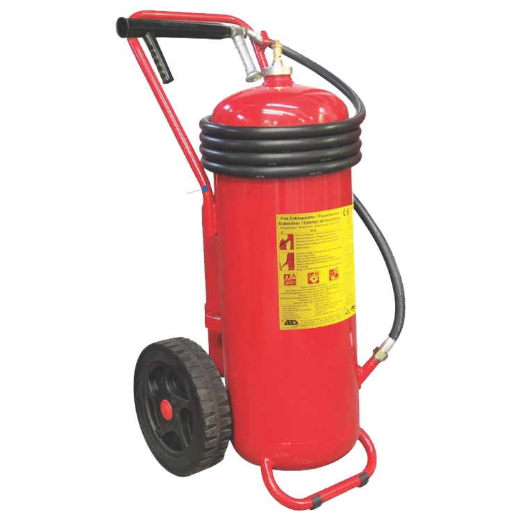 [10753] ANAF Fire Ext Trolley 25 kg, ABC Powder fire extinguisher on trolley with manometer MED certified, 25 kg, IMPA 331019(404.02)