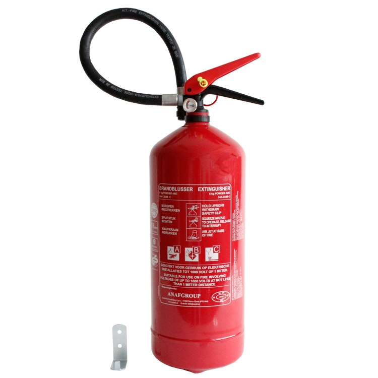 [11238] ANAF PS6-HH, ABC Poederblusser met manometer, aluminium afsluiter, incl muurbeugel, MED/NCP gecertificeerd, 6 kg, IMPA 331017, UN 1044