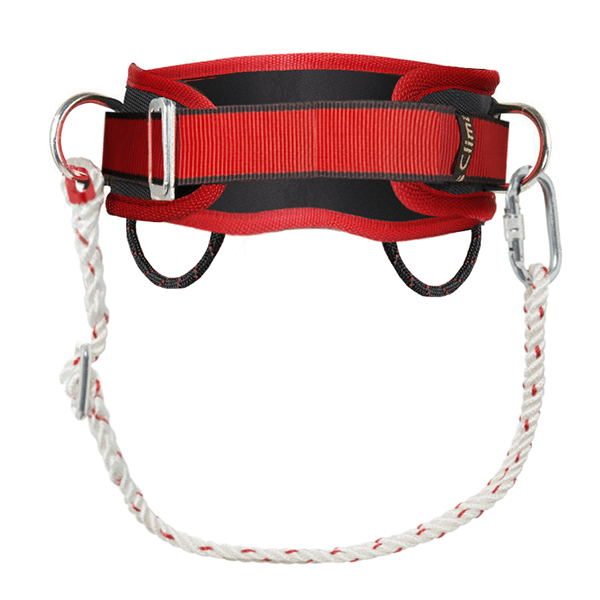[10580] Climax 24-C AT, Work positioning belt, 2 D-rings, breathable padding, with 1,3 m lifeline & screw-lock carabiner, IMPA 331101
