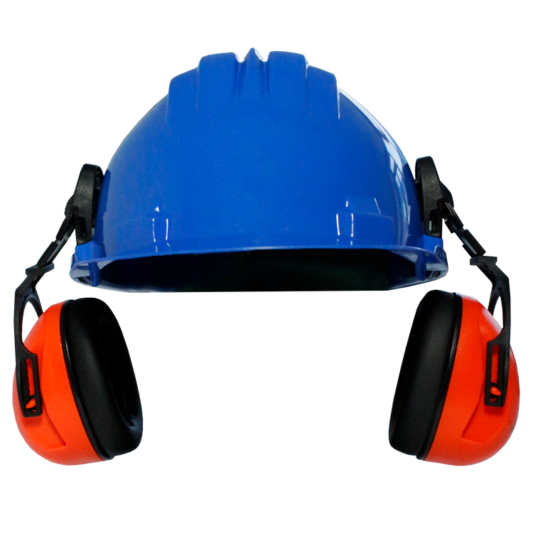 [10928] Climax 5-P, Blue Safety helmet with ear cup kit, blue, HDPE, with adjustment wheel 6 point suspension, EN 397[24.0](20.43)