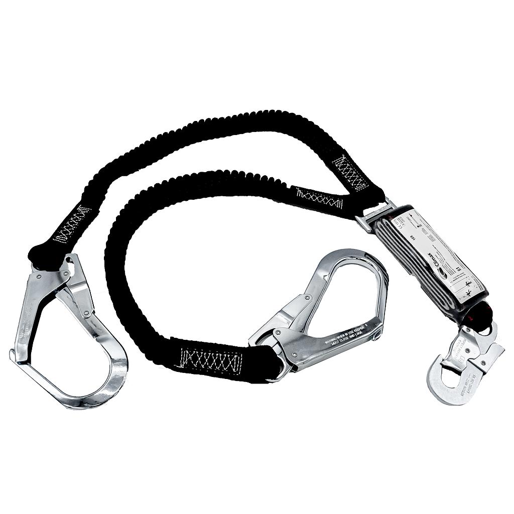 [11027] Climax 51, Dubbele elastische vanglijn met valdemper, 2 x steigerhaak, 1 x 18 mm snap-hook, EN355, IMPA 311536