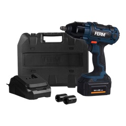 [10038] Ferm CDM1127, rechargeable impact wrench, 18V, 2 x 4.0 Ah, with charger, 1/2" sq-drive, 380 Nm, IMPA 590926, UN 3481[10.0](210.08)