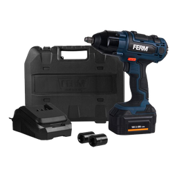[10038] Ferm CDM1127, rechargeable impact wrench, 18V, 2 x 4.0 Ah, with charger, 1/2" sq-drive, 380 Nm, IMPA 590926, UN 3481[5.0](210.08)