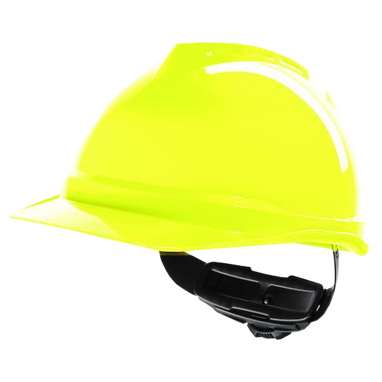 [10954] MSA V-gard 500 helmet, Fluorescent yellow with Fas-Trac inside, Ventilated