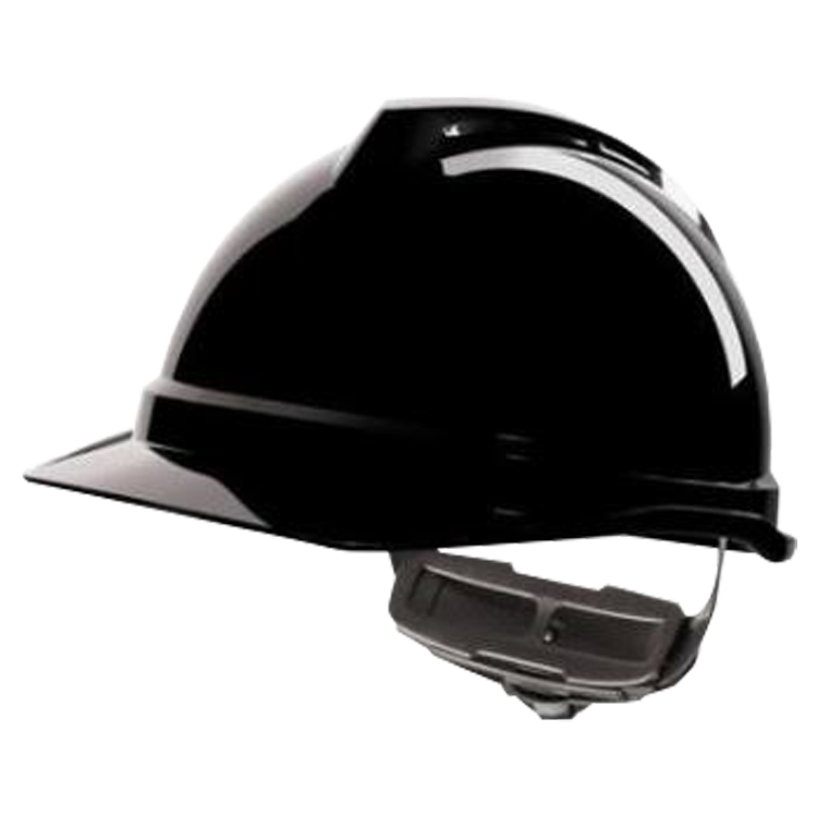 [10457] MSA V-Gard 520 Zwarte Veiligheidshelm met Fas-Trac binnenwerk, EN397, niet geventileerd, IMPA 310115