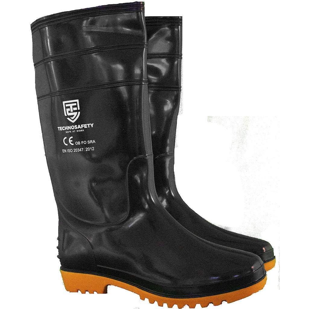 [10225] Acid Resistant Boots, brand Technosafety, Black, Size 45 (28.5 cm) ( EN20347 ), IMPA 191438