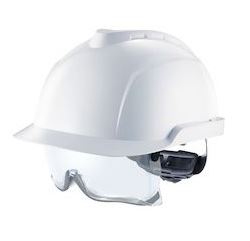 [11819] MSA V-Gard 930 White Safety Helmet with Fas-Trac III suspension and integrated over-spectacle, EN397, non-vented, IMPA 310321