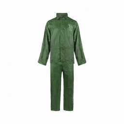 [11907] C-Line tweedelig regenpak met capuchon, Groen met reflectie strepen, Polyerster/PVC, Volwassen maat M[80.0](15.65)