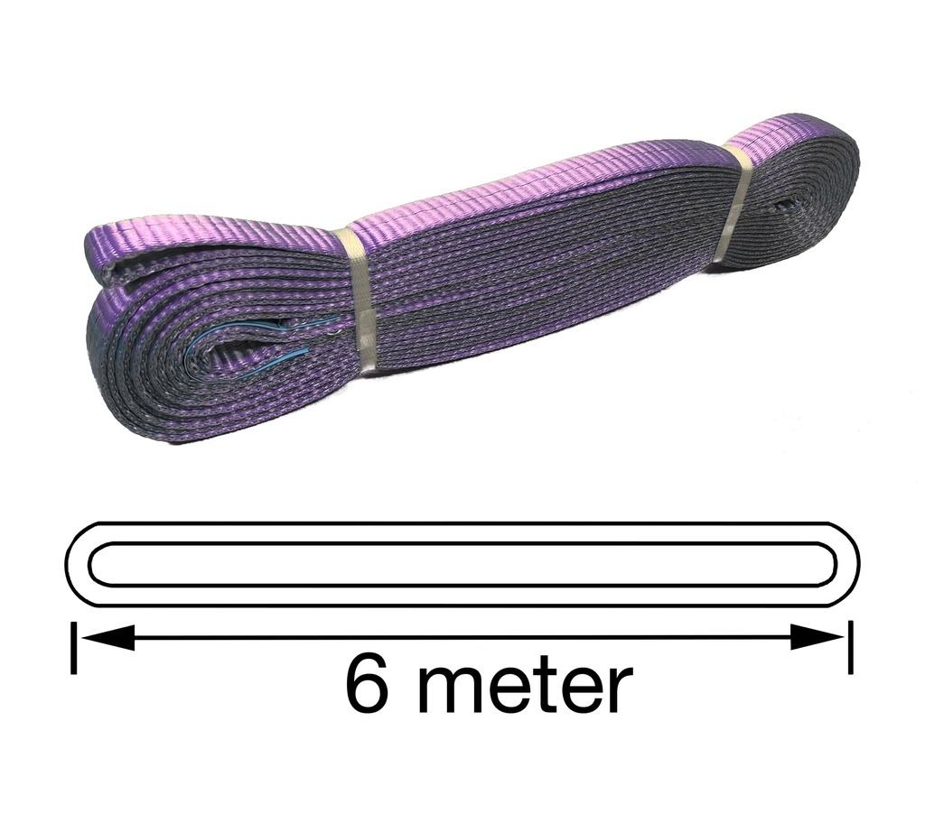 [12086] TETRA WSE-1T6M, Polyester eindloze hijsband, Werklast 1 ton, Lengte 6 m, Veiligheidsfactor 7:1, EN1492-1, IMPA 232196