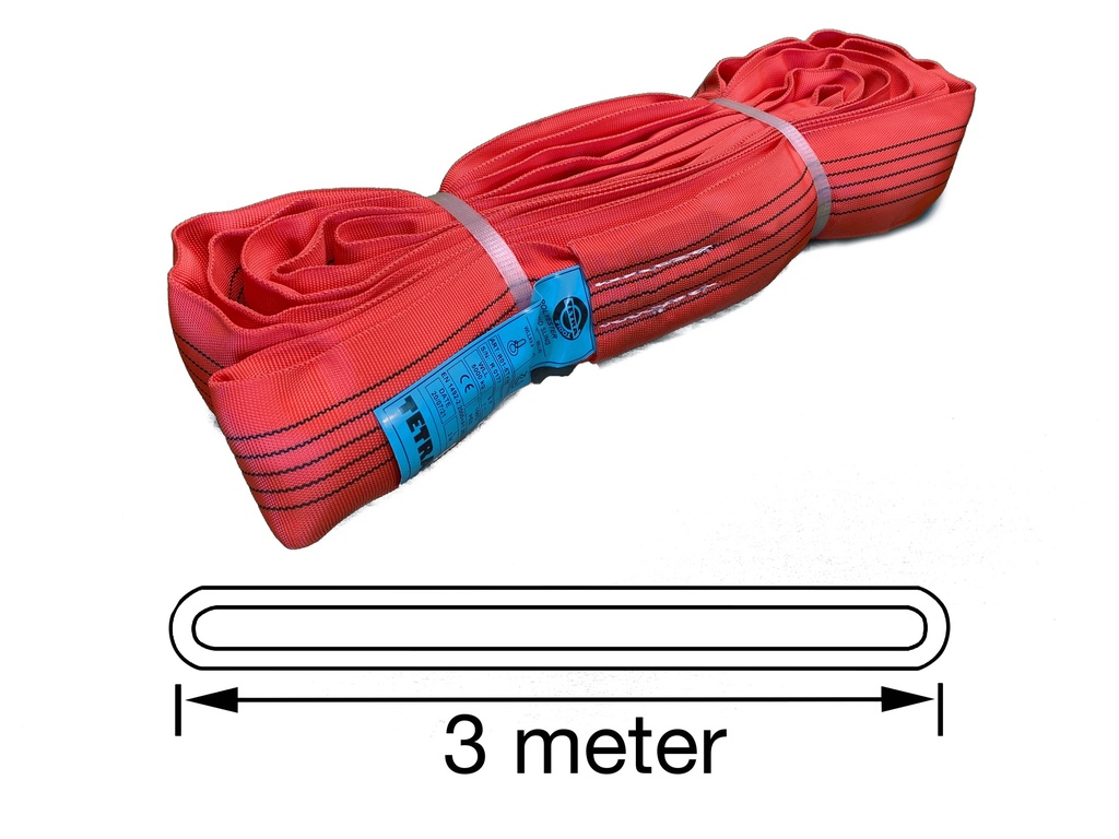 [12112] TETRA RS-5T3M, Polyester rondstrop, Werklast 5 ton, Lengte 3 m, Veiligheidsfactor 7:1, EN1492-2 