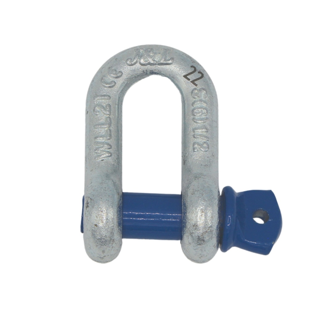 [12538] TETRA TSS-020, D-Sluiting met borstbout, Straight shackle, WLL 2T, SF 6:1, D-Type (G-210, S-210), Blauwe pin, IMPA 234105