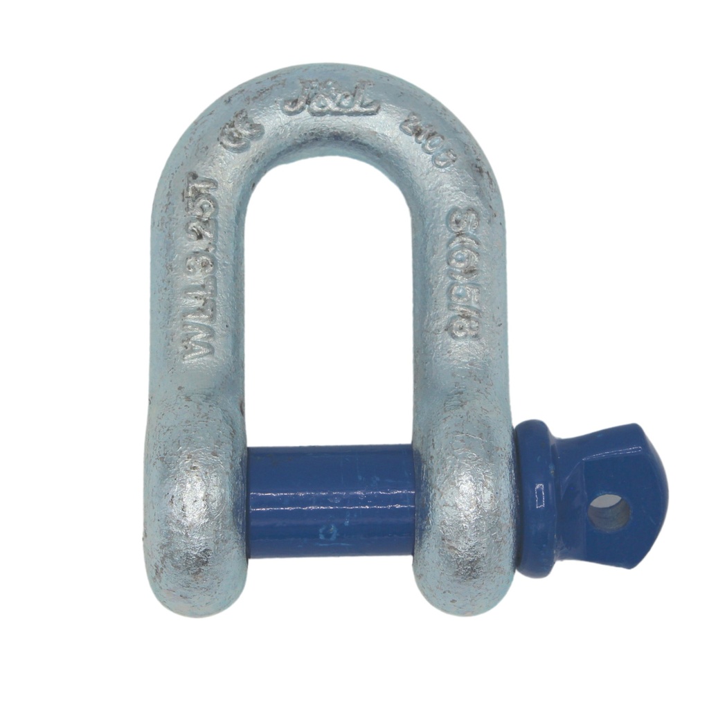 [12539] TETRA TSS-032, D-Sluiting met borstbout, Straight shackle, WLL 3.25T, SF 6:1, D-Type (G-210, S-210), Blauwe pin, IMPA 234106